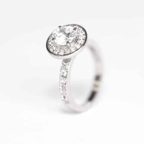 silver halo solitaire ring