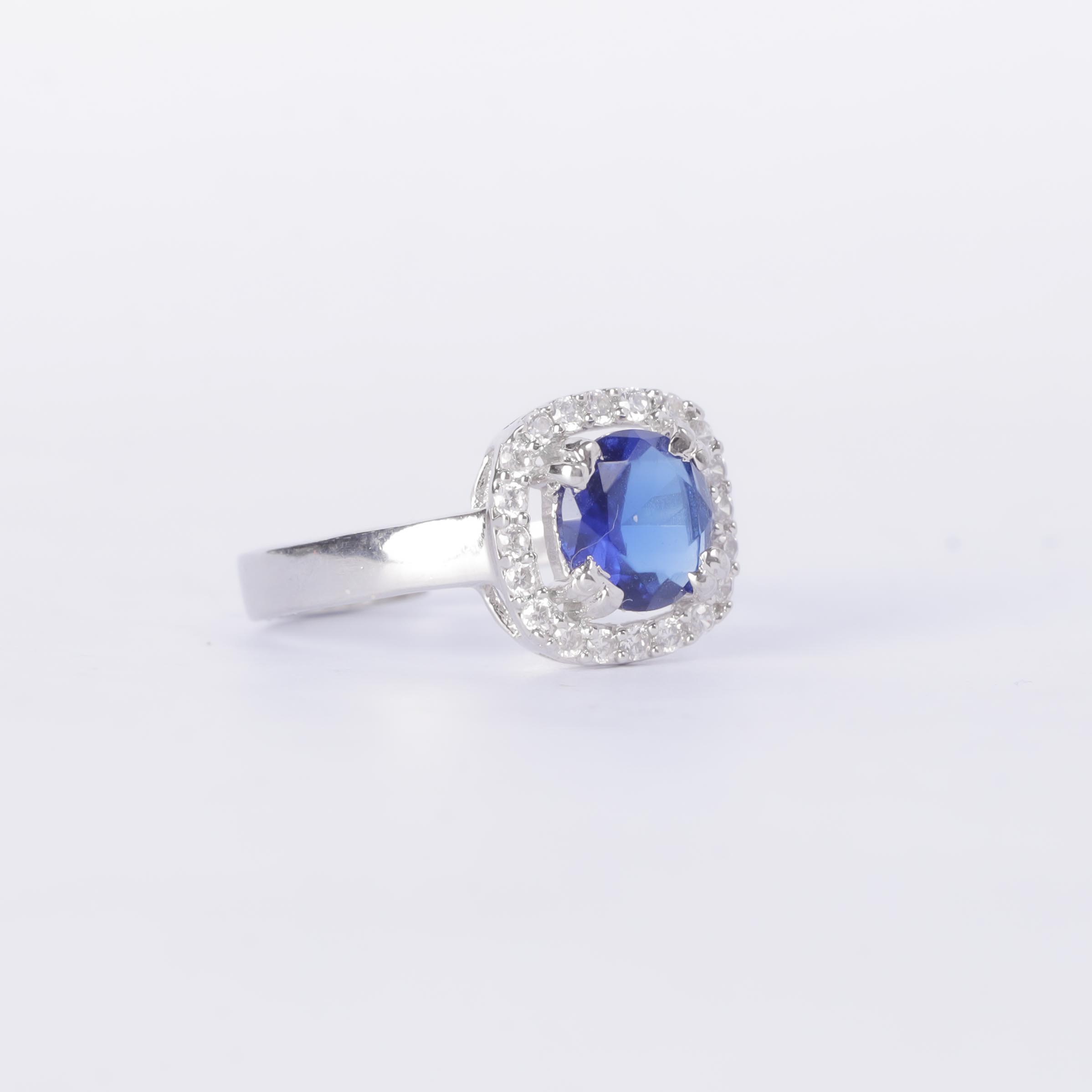 Blue Solitaire Ring