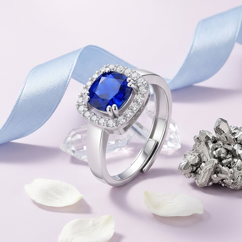 Blue Solitaire Ring