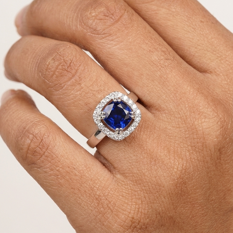 Blue Solitaire Ring - Image 3