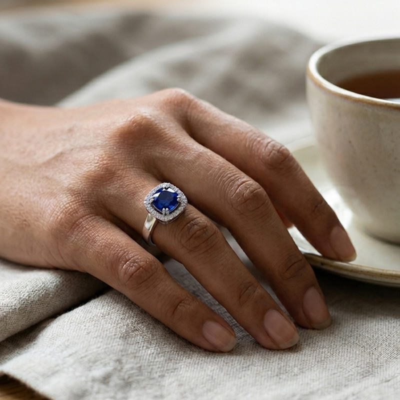Blue Solitaire Ring - Image 4